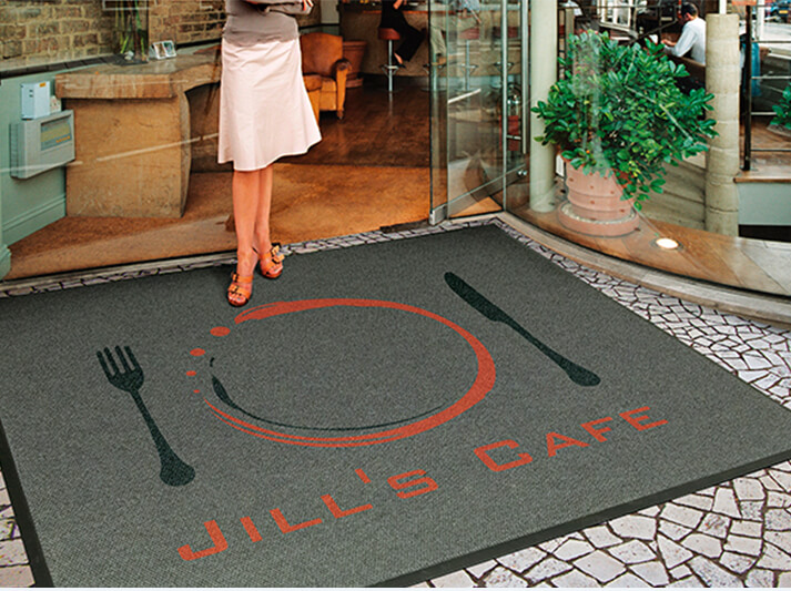 Custom Stencil + Rug = Business Branding